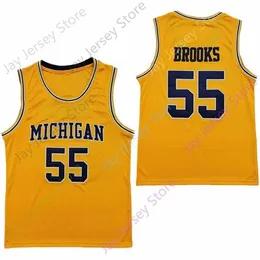 Mitch 2020 Ny NCAA Michigan Wolverines Jerseys 55 Eli Brooks College Basketball Jersey Yellow Size Youth Adult