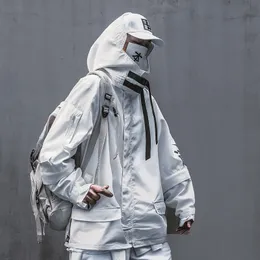 Jackets masculinos Techwear White casual casual homens homens hip hop Japão estilo destacável Outerwear com capuz masculino de outono de luta de tamanho grande 220927
