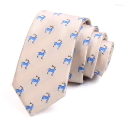 Bow Ties Marka Yüksek Kalite 6cm Elk Jacquard Bej Tie Erkekler için İş Takımı Kravat Erkek Moda Resmi Boyun Hediye Kutusu