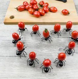 12pcs/Box Creative Mini Ant Fruit Fork Cutlery Plastic Cake Dessert Forks Food Pick Tableware For Party Decoration