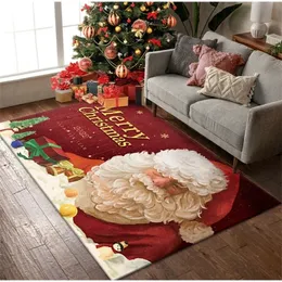 Decorações de Natal 80x120cmas tem temas de tapete sala de estar Papai Noel Floor Mat Cartoon Bobetão Decoração de casa 220927