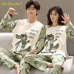 Men's Sleepwear Cotton Sleepwear Winter Autumn Long Sleeve Cartoon Printing Couple's Nightwear Couple Pajama Fashion Mens Womens Loungewear 220924