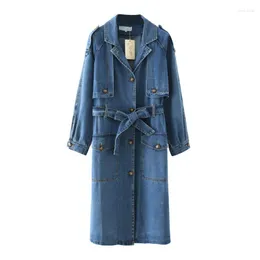 Women's Trench Coats Women's Oversize Denim Coat Women Spring Autumn Cotton Jean Outerwear Plus Size Long Windbreaker Casual Top