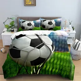 Zestawy pościeli Zestaw pościeli piłkarskimi 3D Duvet Soccer Child Cover Single Sport Boy Boy Home Tekstyle Pokół Nordic Covers For Bed King Full 220924