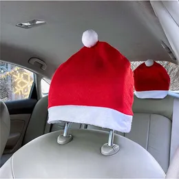 Santa Hat Car Seat Headst￶d t￤cker juldekorationer passar de flesta fordon f￶r ny￥rsfest PHJK2209