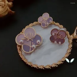 Broschen 2022 Broche Emaille Pin L Schmuck Schnee Lotus Temperament Brosche Nadel und elegante französische Perlenklee, die alte Wege wiederherstellen