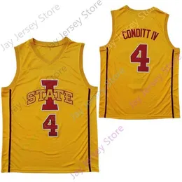 Mitch 2020 New NCAA Iowa State Cyclones Jerseys 4 Conditt IV College Basketball Jersey Yellow Dark Grey Size Youth Adult