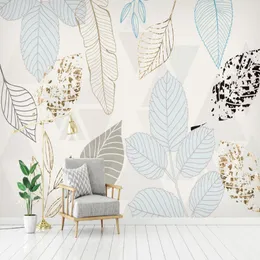 Papéis de parede papel mural personalizado moderno 3D pintado à mão aquarela da folha de folhas da sala de estar TV Background Papel Pintura 220927