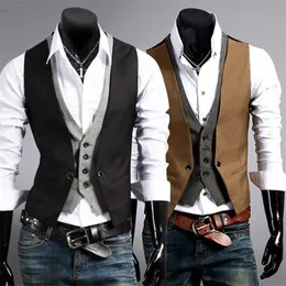 Homens coletes homens homens com colete formal colete comercial cor de cor sólida color single gilet gilet twopieces de pescoço casual slim chalecos para hombre 220927