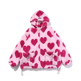 Jaquetas femininas Faux Rabbit Jacket Autumn e Winter Love Plush Mulheres Longo Capuz Capuz Roupas de algodão 220926