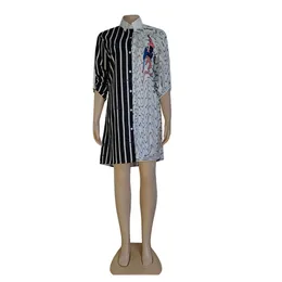 Q6052 Blouses de impress￣o de moda de outono para mulheres 2022 Bot￵es de cardig￣ de manga longa Casual Marca de lapela fina vestido de camisas finas