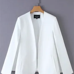 Kvinnorjackor Kvinnor Split Design Cloak Suit Coat Office Lady Black White Jacket mode Streetwear Casual Loose Outterwear Tops C613 220926