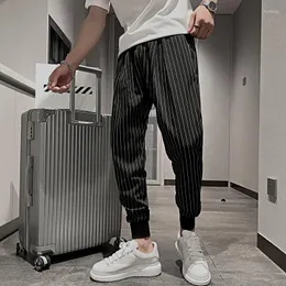 Men's Pants 2022 Mens Spring Autumn Ice Silk Sports Jogging Male Streetwear Harem Casual Trousers Men Stripe Sweatpants A300