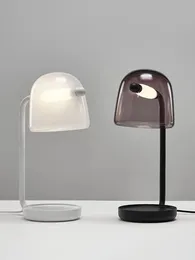 Designer White Smoky Glass Table Lamp moderno LED Quarto de estudo Lâmpada de mesa Sala de estar de cabeceira Art preto luminárias luminárias