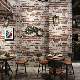 Sfondi 3d imitazione sfondo in mattoni da parati moderna ristorante retrò bar bar in PVC carta da parete vintage impermeabile rotolare per pareti 3 d decoro per la casa 220927