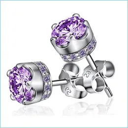 Charm Natural Purple Amethyst Stud￶rh￤ngen f￶r kvinnor Real Crown Crystal Wedding Party Jewelry Earring 3779 Q2 Drop Delivery 2021 DHSE DHORS