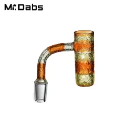 Accessoires pour fumer les ongles Banger Quartz colorés avec motif de sculpture profonde 19/14 / 10mm Joint mâle femelle pour verre Bong Pipe à eau Dab Rig