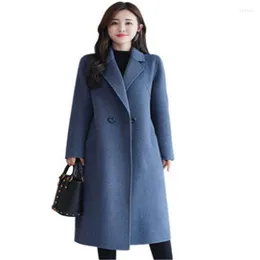 Kvinnors trenchockar Kvinnor Autumn Winter Midlängd Woolen Coat Ladies Casual Loose Plus Size Overcoat All-Match Street F333