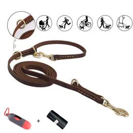 Dog Collars Leashes Leather Running Hands Free P For a 25M Long s Double Short Rope Large s Puppy 220923