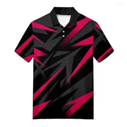 Polos de polos masculino 3D Padrão tridimensional 3D 28 LAPEL PUBLICIDADE CURTA PUBLICIDADE DE CAMISA CASUAL CUSual Casual logotipo