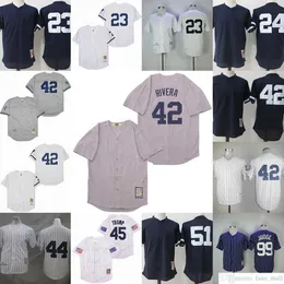 Mitchell e Ness Vintage Baseball 23 Don Mattingly Jerseys NCAA Ed 42 Mariano Rivera 44 Reggie Jackson 99 Aaron Judge 51 Bernie Williams 45