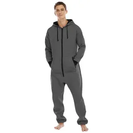 Men's Sleepwear Solid Color Sleepwear Kigurumi Hooded Pajama Sets For Adult Men Pajamas Autumn Winter Warm Pyjamas Overall Suits 220924