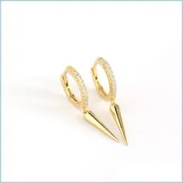 Stud Korean Style Gold Filled Dangle Cone Stud Earrings For Girls Women Simple Cute Studs Jewelry Pave Tiny Cz Punk Boys Brincos Drop Dhpxn