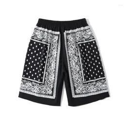 Men's Shorts Men's Summer High Waist Black Grey White Printed Men's Beach Pants Skateboard Paisley Bandana Print Short