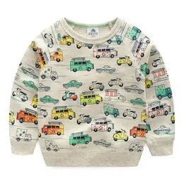 Pullover Spring Autumn 2 3 4 5 6 7 8 9 10 Years Children Cotton Long Sleeve Cartoon Car Print Kids Child School Baby Boy Sweatshirt 220924