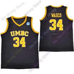 Mitch 2020 New NCAA UMBC 리트리버 유니폼 34 WASCO College Basketball Jersey Black Size 청소년 성인 All Stitched 자수