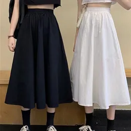 Skirts Skirts Women Simple Solid Leisure Loose 2XL Long Skirt Korean Style ElasticWeight Aline Student Streetwear Trendy BF 220924