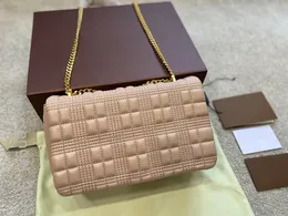 Tasarımcı Çantalar Lola Quilted Ekose Metal Zincir Omuz Torbası Kuzu Dingisi Flip Messenger El Çantaları