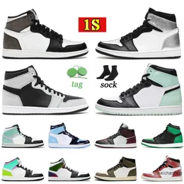 2022 Jumpman 1s Shadow 1 2 Version Mens basketskor Toppkvalitet Unc High OG NRG IGLOO Dark Mocha Light Smoke Grey Black Sliver Toe Jordens Jordon