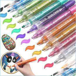 Markers Permanent Marker Colored Acrylic Paint Markers Water-Based Highlighter For Tires Rock Canvas Porcelain Wood Metal 20 Bdesybag Dhkbt