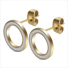 Hoop Huggie Guys 316l Titanium rostfritt st￥l Hoop Bling Diamond Womens Circle Earring Studs Allergy Proof ￶rh￤ngen Studsmycken Fo DHWJV