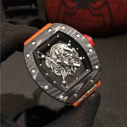 Zegarki projektant na rękę luksusowe mechaniki męskie zegarek Richa Milles Szkielet Automatyczny mechaniczny szafir mężczyźni Ntpt Whole Carbon Fibre CAS GML8