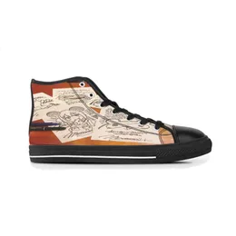 2023 Sapatos personalizados DIY Classic Canvas High Cut Skateboard Triple Black Aceitar Customiza￧￣o Impress￣o UV Men￧￵es Esportes de Sports Sports Impermeadas ￁gua