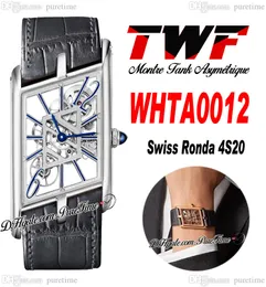 TWF WHTA0012 Swiss Ronda 4S20 Quartz Unisex Watch Montre Asymetrique Mens Ladies Watches Steel Case Skeleton Dial Gray Leather Womens Super Edition Puretime C3