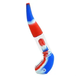 Fumando tubos de fumantes 5.9 '' Silicone de forma de fonograma e bubbler de tubo de mão de vidro DAB Smoke Aacccessories