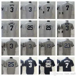 2022-23 Nowa koszulka baseballowa zszyta 3 babe 7 Mickey Ruth Mantle 15 Thurman 23 Don Munson Mattingly 25 Gleyber Torres Jerseys Men Size S-XXXL Home Away Grey White