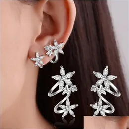 Klipp på skruven Sterling Sier CZ Skruva tillbaka Zirkonfjäril Stjärna Flower Stud Earring For Women Pendientes Oorbellen Boucle Dorei Dhsra