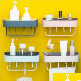 Bathroom Storage Organization Punch Kitchen Shower Shelf Suction Basket Caddy Hook Rack Drop Delivery 2021 Home Garden Housekee Orga Dhuvg