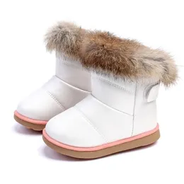 Botas infantil infantil de borracha de inverno de inverno engrossar neve de neve de couro quente bebê curto bebê sapato branco 220924