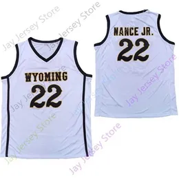 Mitch 2020 neue NCAA Wyoming Cowboys-Trikots 22 Larry Nance Jr. Jr College-Basketball-Trikot, weiß, Größe für Jugendliche und Erwachsene