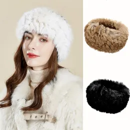 Pannband 100% kanin päls tillbehör tung snö utomhus kvinnors hårband kallsäker pekband vinter FS006 220927
