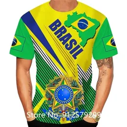 Utomhus Tshirts Summer Cool Brasilien Flag Mens Casual Shirt Brasil 3D Tryckt skjortor för män Kort ärm EE W220923