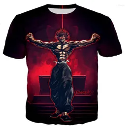 Herr-T-shirts Herr-T-shirts 3D Baki Hanma-tröja Herr/Kvinnor T-shirt med tryck Casual Harajuku Streetwear Modetröjor för män