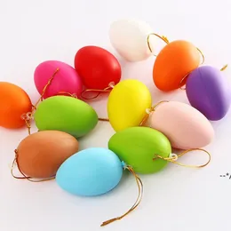 New12pcs/set 4cm Plastic Easter Egg Party Happy Decorations Färgglada målade fågeldu Egg Hantverk Kids Present