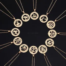 12 collana zodiacale GLD Chain Aries Taurus Pendants Star Sign Segno Centro di astrologia collane Women Fashion Jewelry Will and Sandy