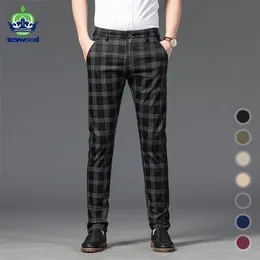 Herrbyxor Autumn Trousers Fashion Business Classic Stripe Plaid Black Solid Color Trouser High Quality Formal Suit Male 30-38 220924